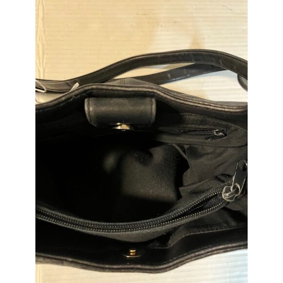 Vntg Etienne Aigner Navy Blue Leather Double Strap Hobo Snap Close Bottom Feet - Picture 5 of 8